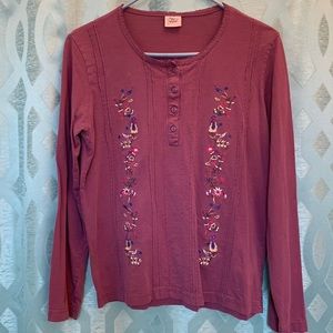 Adrian Dilafield woman’s size medium pullover top, mauve color, long sleeve